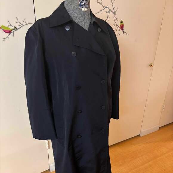 Authentic Navy CHANEL Vintage Trench 34 Intentionally Oversized ToFit Sizes - Picture 1 of 6